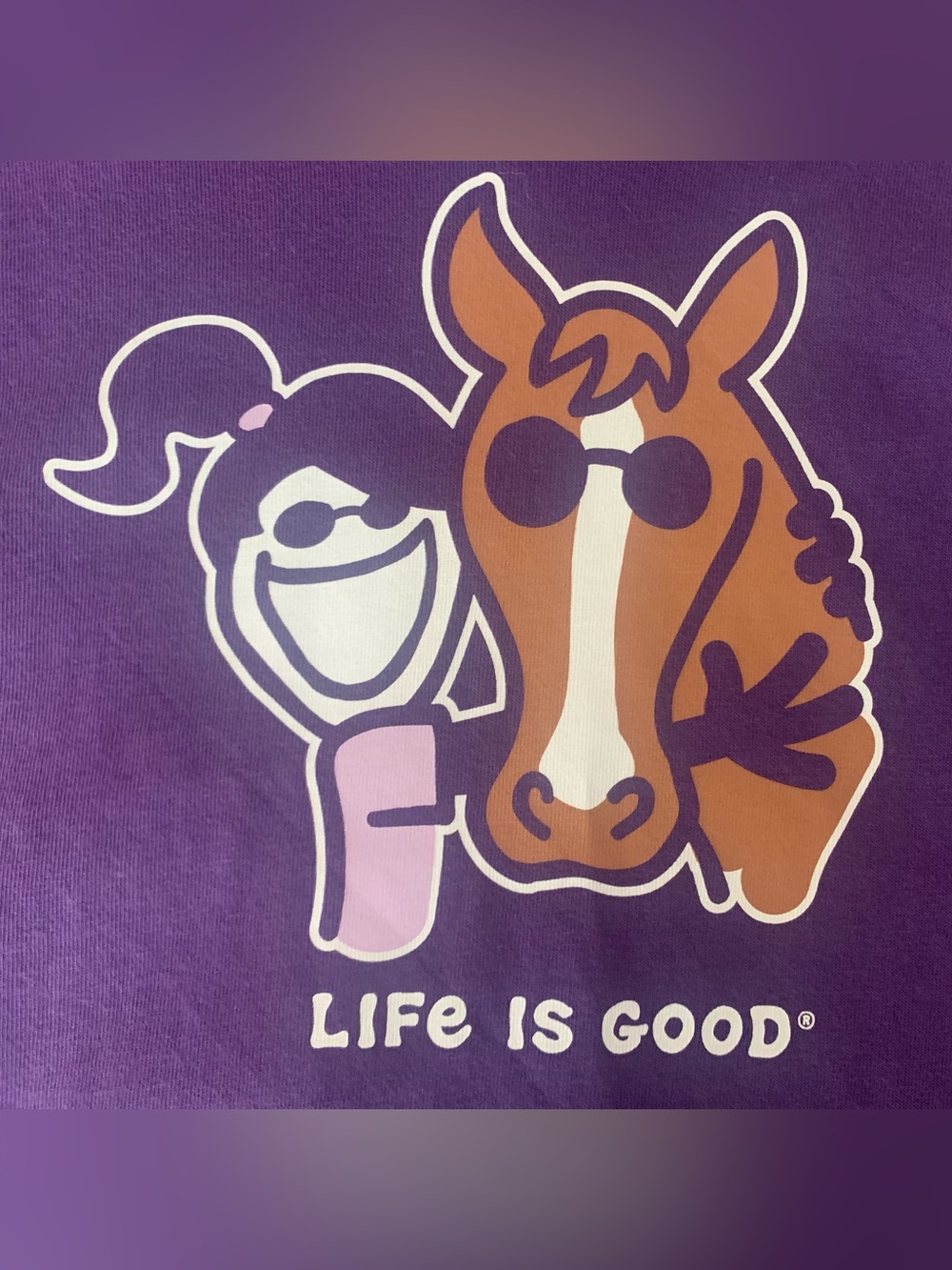 Life Is Good Purple V-Neck Tee with Horse & Girl Graphic - M - Picture 4 of 7